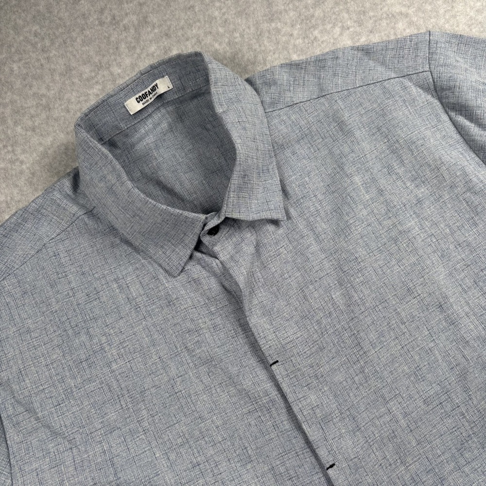 COOFANDY Men's Short Sleeve Button-Up Shirt Solid Gray L Regular